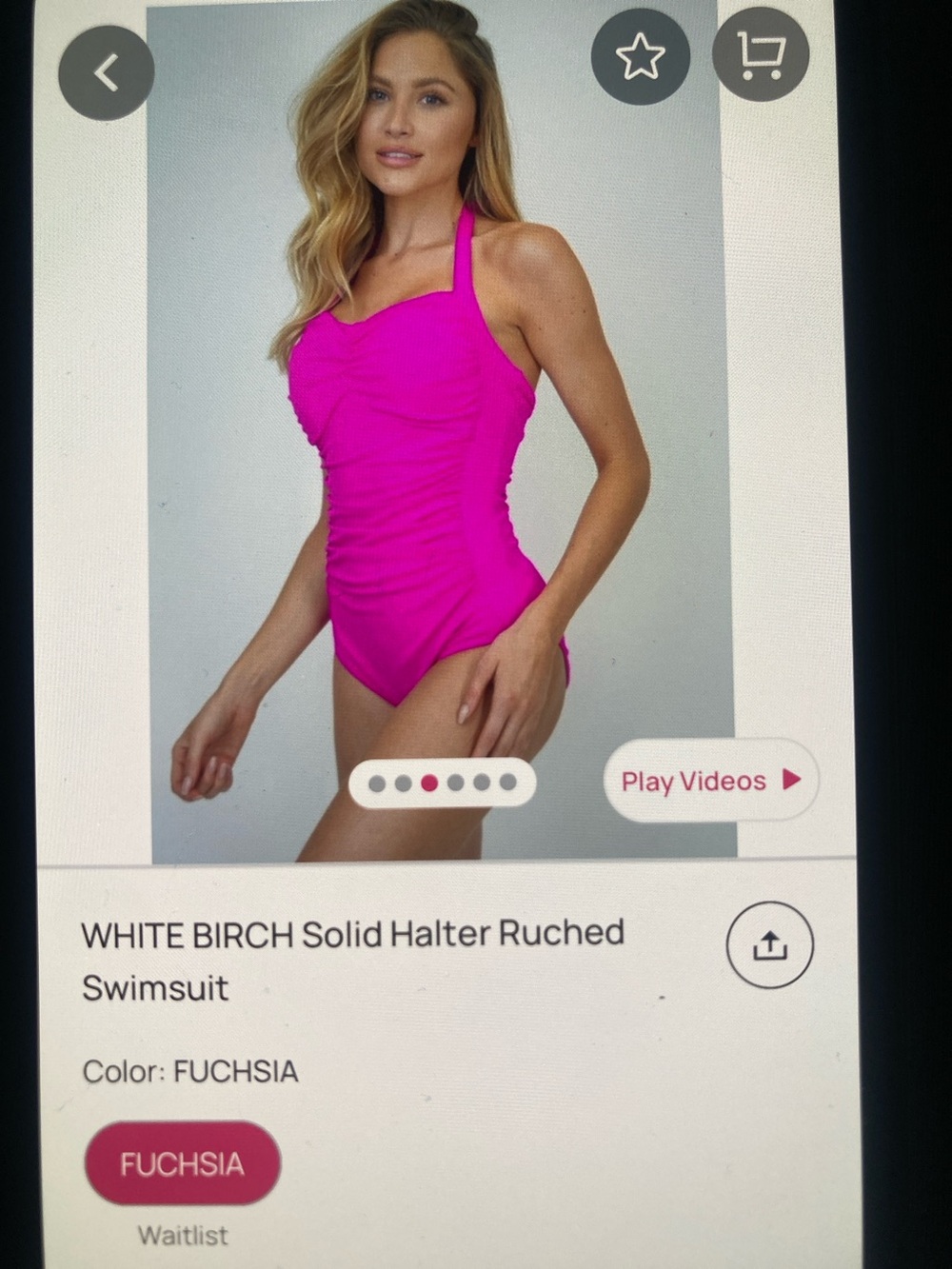 white birch Bright Fuchsia Halter Ruched One-Piece NWOT